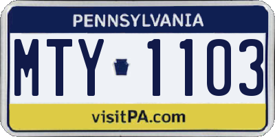 PA license plate MTY1103