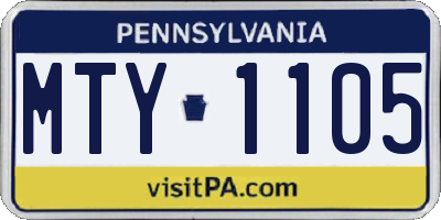 PA license plate MTY1105