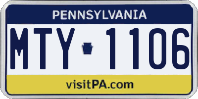 PA license plate MTY1106