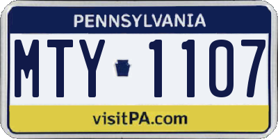 PA license plate MTY1107