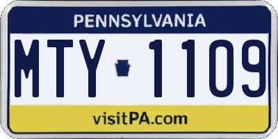 PA license plate MTY1109
