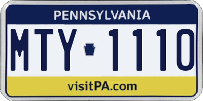 PA license plate MTY1110
