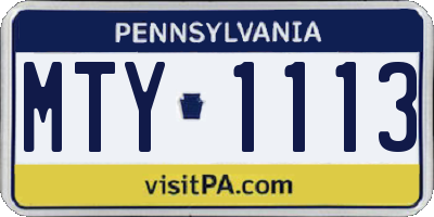 PA license plate MTY1113