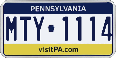 PA license plate MTY1114