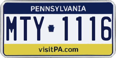 PA license plate MTY1116