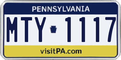 PA license plate MTY1117
