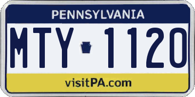 PA license plate MTY1120