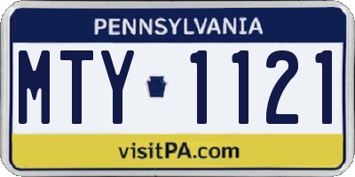 PA license plate MTY1121