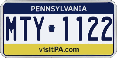PA license plate MTY1122