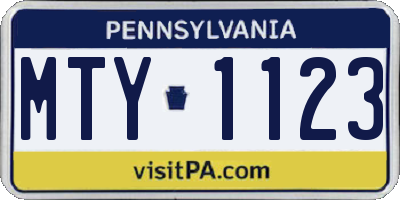 PA license plate MTY1123