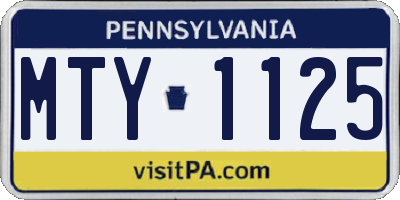 PA license plate MTY1125