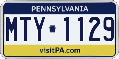 PA license plate MTY1129