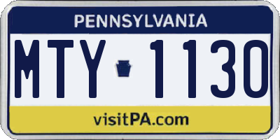PA license plate MTY1130