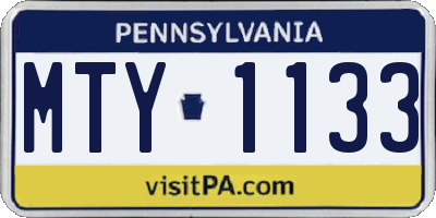 PA license plate MTY1133