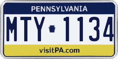 PA license plate MTY1134