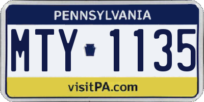 PA license plate MTY1135
