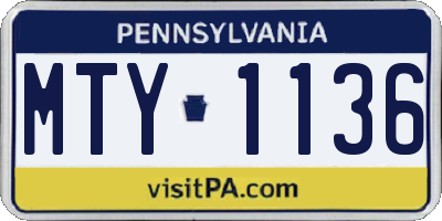 PA license plate MTY1136