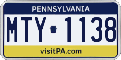 PA license plate MTY1138