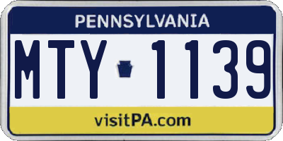 PA license plate MTY1139