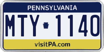 PA license plate MTY1140