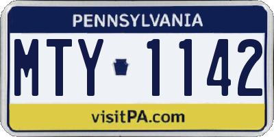 PA license plate MTY1142