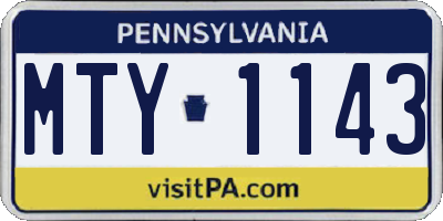 PA license plate MTY1143
