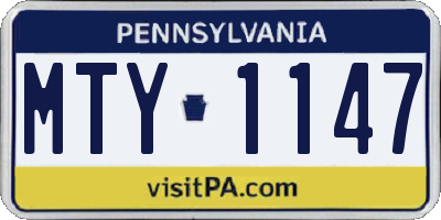 PA license plate MTY1147