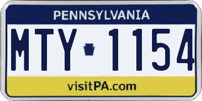 PA license plate MTY1154