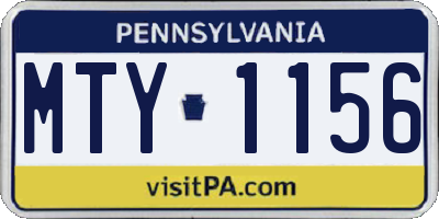 PA license plate MTY1156