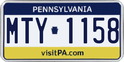 PA license plate MTY1158