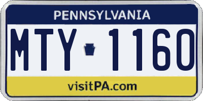 PA license plate MTY1160