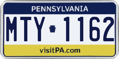 PA license plate MTY1162