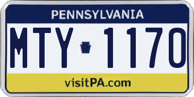 PA license plate MTY1170