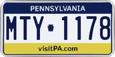 PA license plate MTY1178