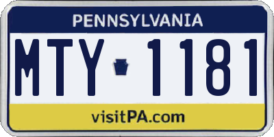 PA license plate MTY1181