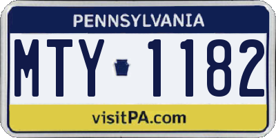 PA license plate MTY1182