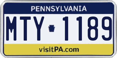 PA license plate MTY1189