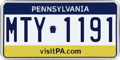PA license plate MTY1191