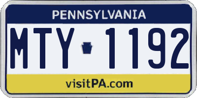 PA license plate MTY1192