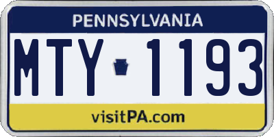 PA license plate MTY1193