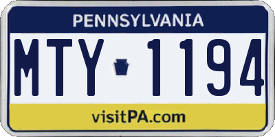 PA license plate MTY1194