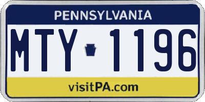 PA license plate MTY1196