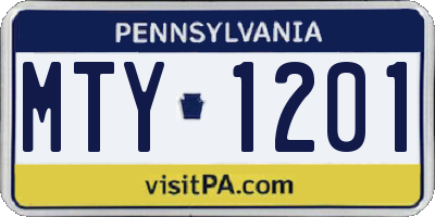 PA license plate MTY1201