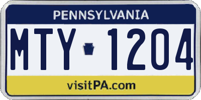 PA license plate MTY1204