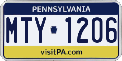 PA license plate MTY1206