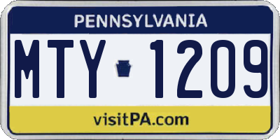 PA license plate MTY1209
