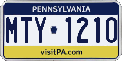 PA license plate MTY1210