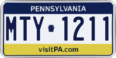 PA license plate MTY1211