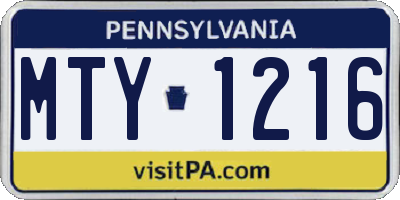 PA license plate MTY1216
