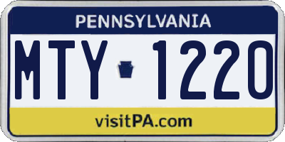PA license plate MTY1220